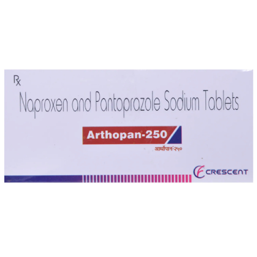 Arthopan 250mg Tablet, Pantoprazole 20mg, Naproxen 250mg, Price, Uses, Side Effects - Drugcarts