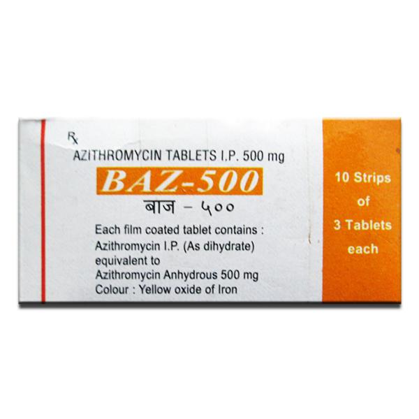 Baz 500mg Tablet, Azithromycin 500mg, Price, Uses, Side Effects –Drugcarts