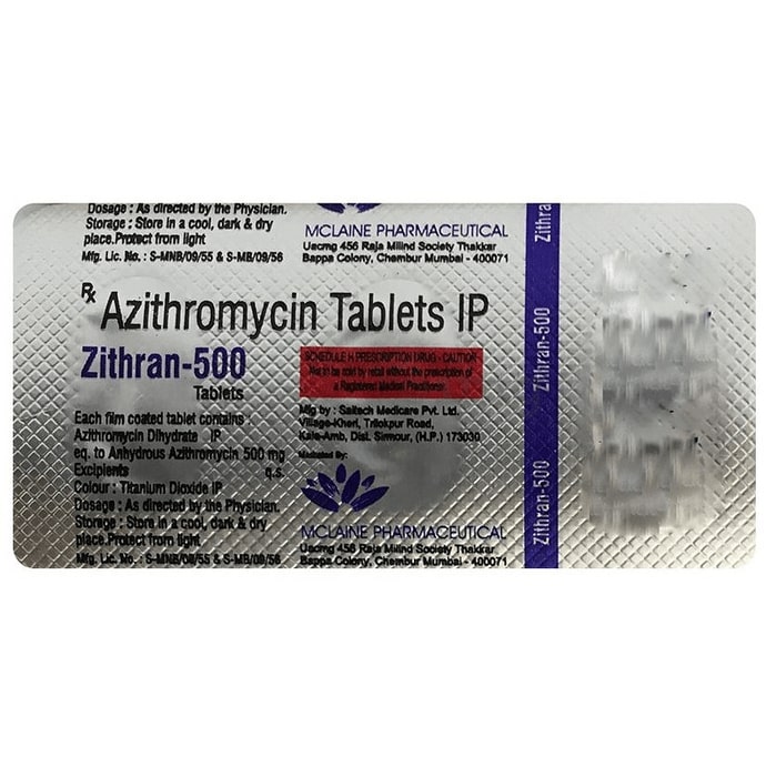 Zithrin Zithran 500mg tablet | Price, Uses,Side Effects | Drugcarts